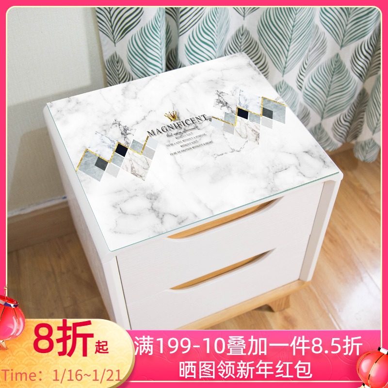 Bedside table cloth net red marble table mat bedroom shoe cabinet cushion European soft PVC glass pad cover cloth
