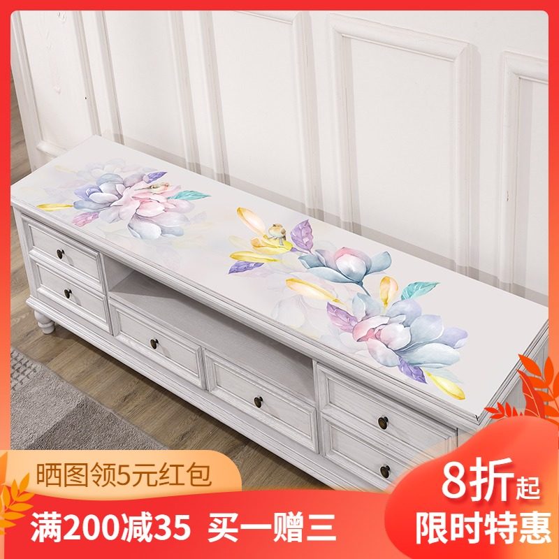 Pastoral wind TV cabinet tablecloth Waterproof, anti-scalding, oil-proof, leave-in PVC household living room coffee table dust cover cover cloth