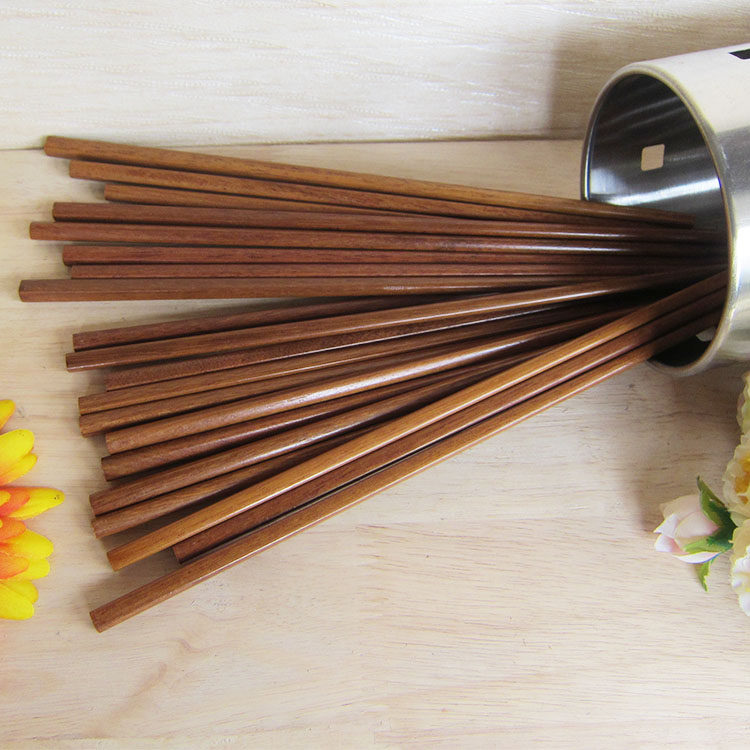 Household tableware set natural log solid wood chopsticks 10 pairs of household chopsticks iron wood chopsticks high temperature disinfection treatment