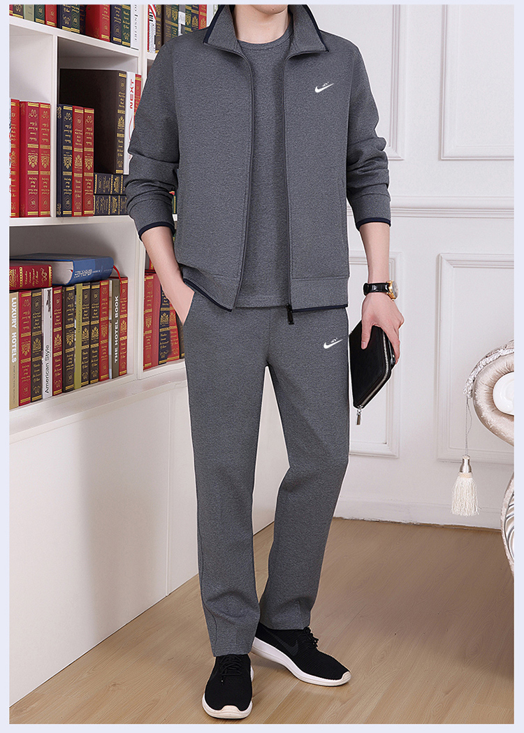Bộ đồ thể thao trung niên nam cộng với nhung dày mùa đông cotton áo len cỡ lớn hai bộ đồ thể thao lỏng lẻo của cha đồ bảo hộ lao động nam