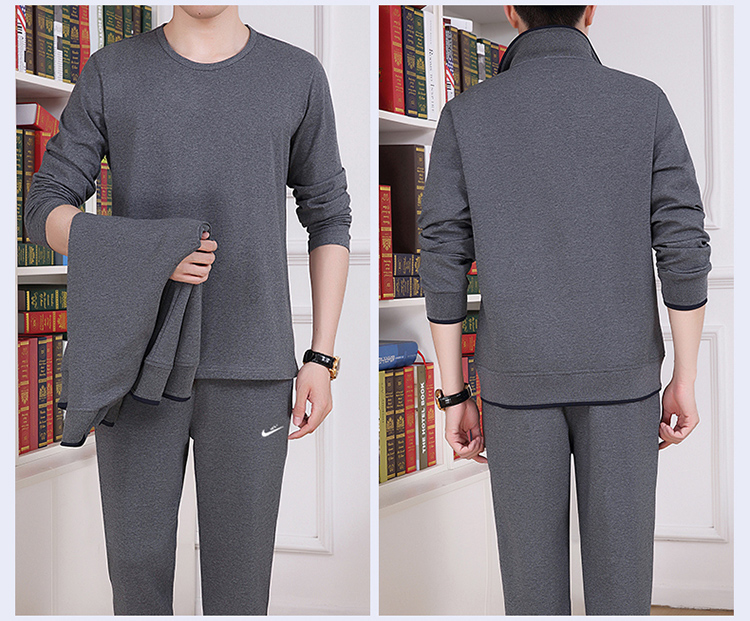 Bộ đồ thể thao trung niên nam cộng với nhung dày mùa đông cotton áo len cỡ lớn hai bộ đồ thể thao lỏng lẻo của cha đồ bảo hộ lao động nam