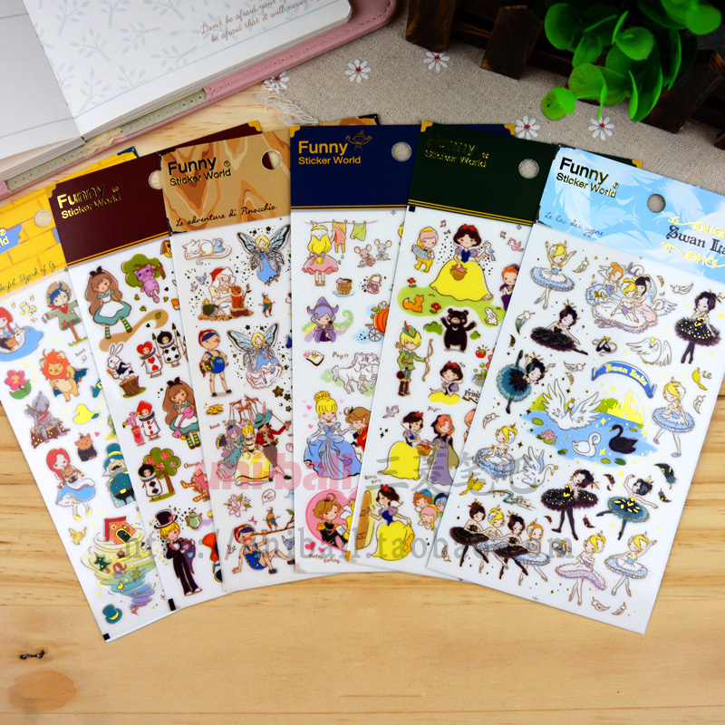 funny grey girl Swan Lake Alice Green Wild Wonderland Pinocchio Snow Princess fairytale Fairy Tale Sticker 