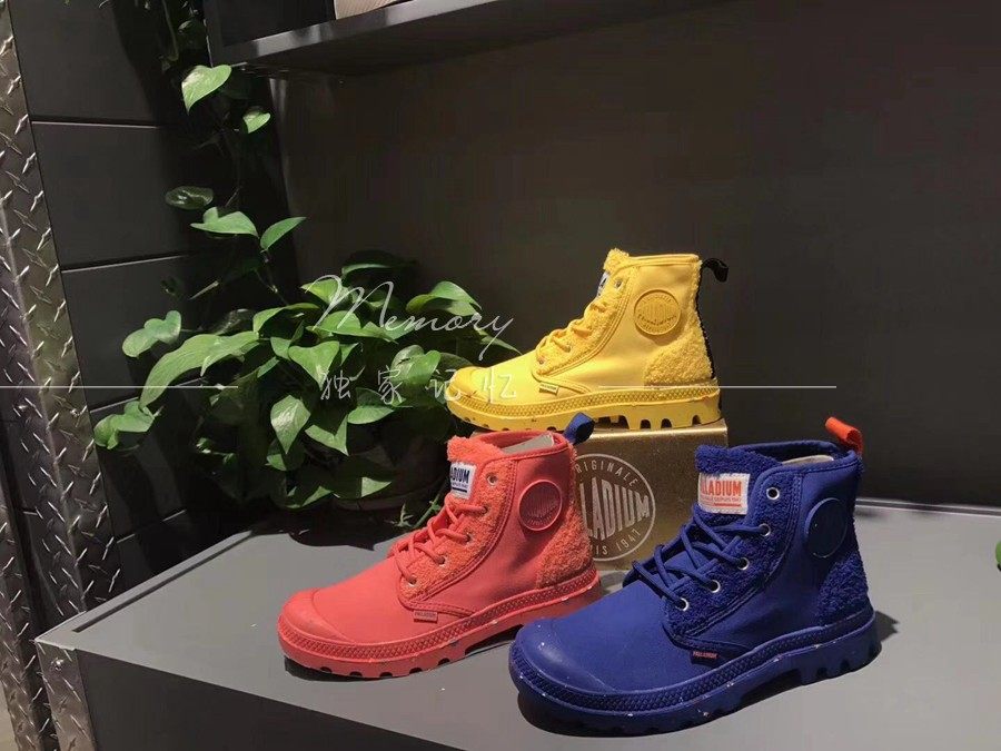 PALLADIUM Paladin men's and women's high-top fluff stitching lace-up paint canvas shoes 76486