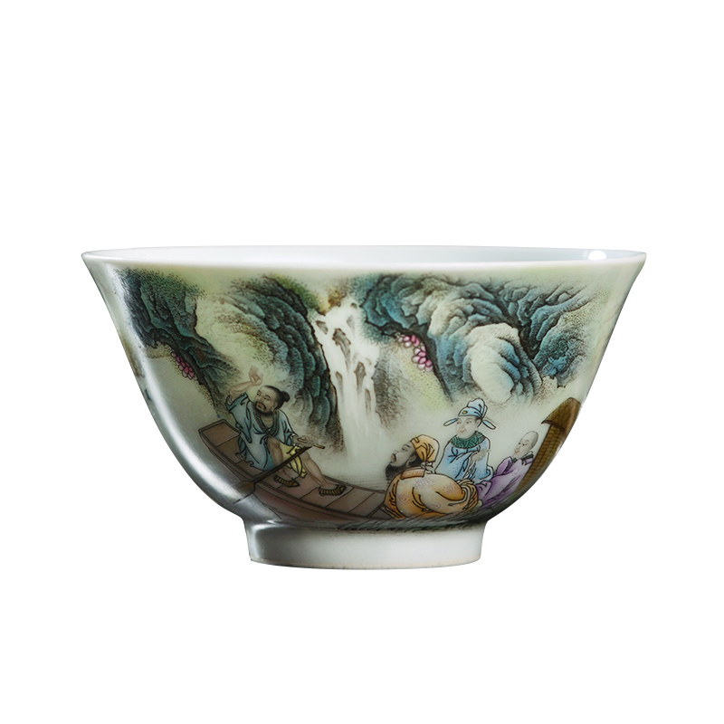 All hand famille rose red cliff the vigil masters cup of jingdezhen ceramic kung fu tea set single cup tea cup large single CPU