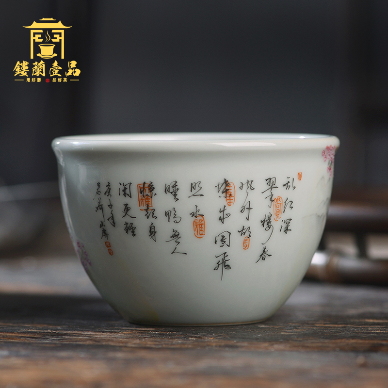 All hand - made pastel xanadu cylinder cup of jingdezhen ceramics kung fu tea, large tea cup single CPU master CPU