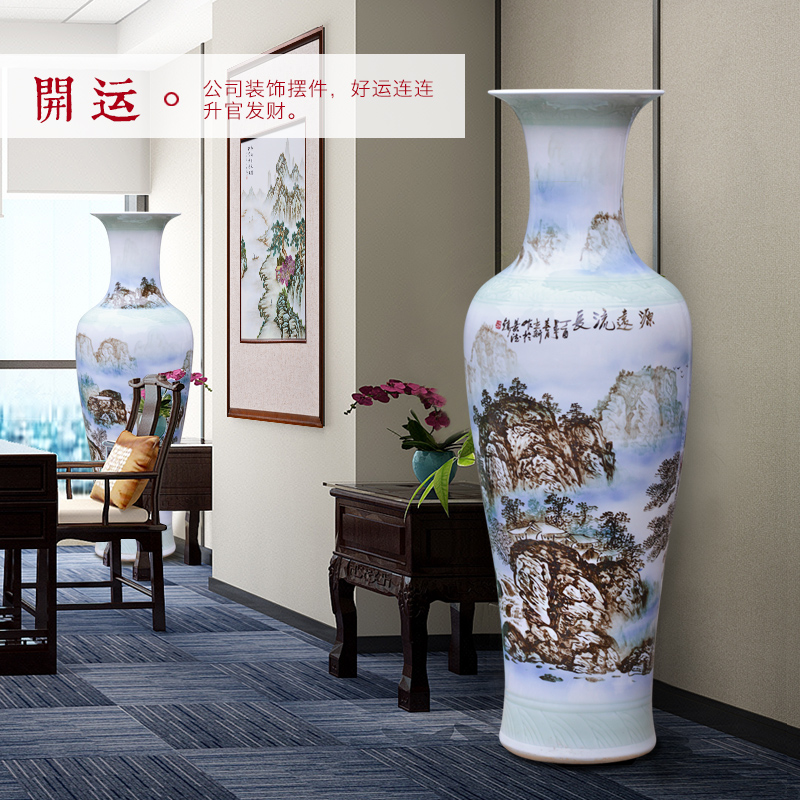 Jingdezhen ceramics hand - made scenery of large vases, new Chinese style villa living room hotel opening decorative furnishing articles