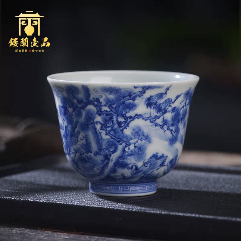 Jingdezhen ceramic all hand - made porcelain of Haitian group of crane master cup tea cup kung fu tea set single cup sample tea cup