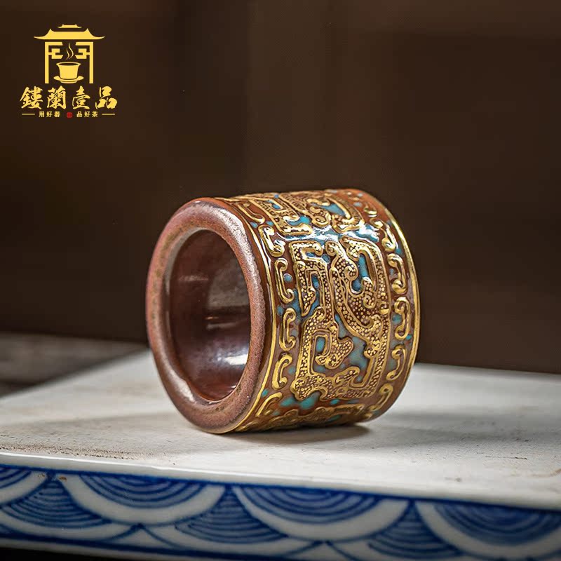 Jingdezhen ceramic see colour cover all hand bronze see hand - cut ring male widened plate refers to play with arts and crafts