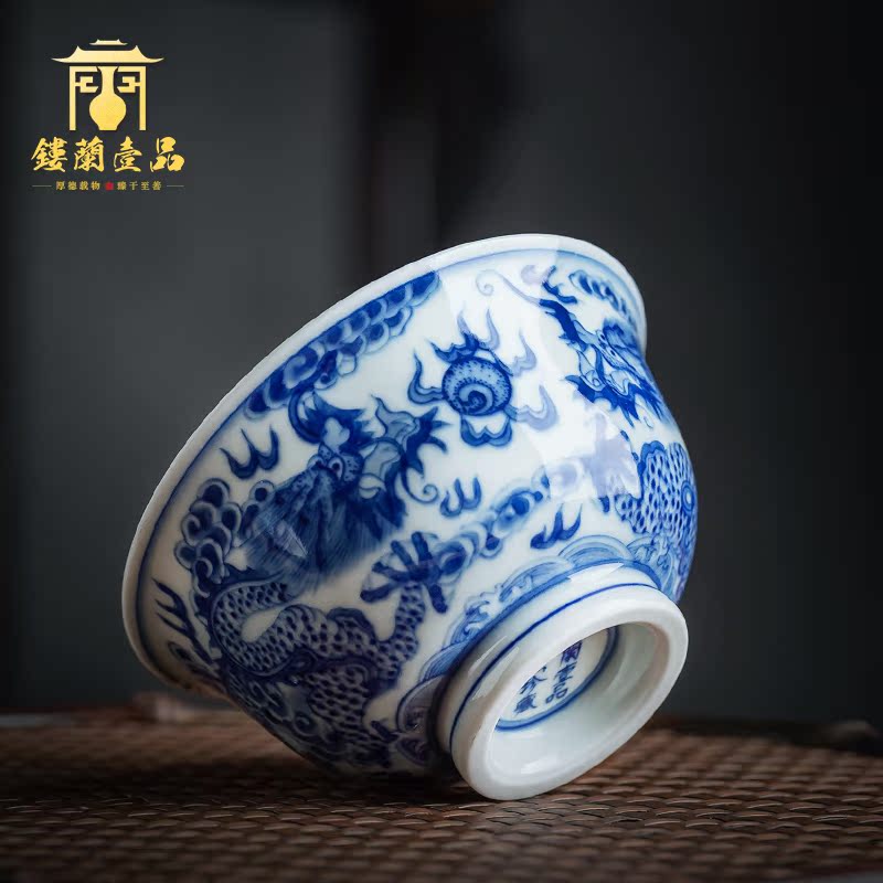 All hand - made porcelain of jingdezhen ceramics maintain dragon playing bead master cup tea cup large single cup sample tea cup
