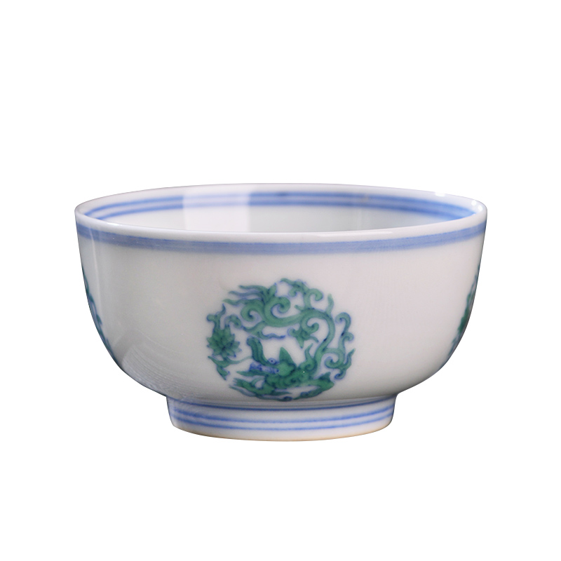 Jingdezhen ceramic all hand - made bucket CaiTuan dragon master of kung fu tea tea cup personal single cup sample tea cup