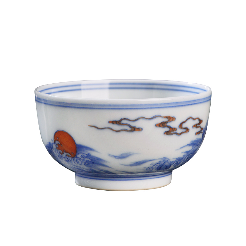 Jingdezhen ceramic all hand - made trill sunrise master cup large tea cup kung fu tea sample tea cup