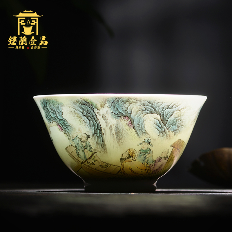 All hand famille rose red cliff the vigil masters cup of jingdezhen ceramic kung fu tea set single cup tea cup large single CPU