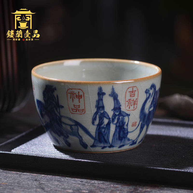 Jingdezhen ceramic hand - made all old open piece of blue and white clay youligong master cup large tea cup single cup bowl