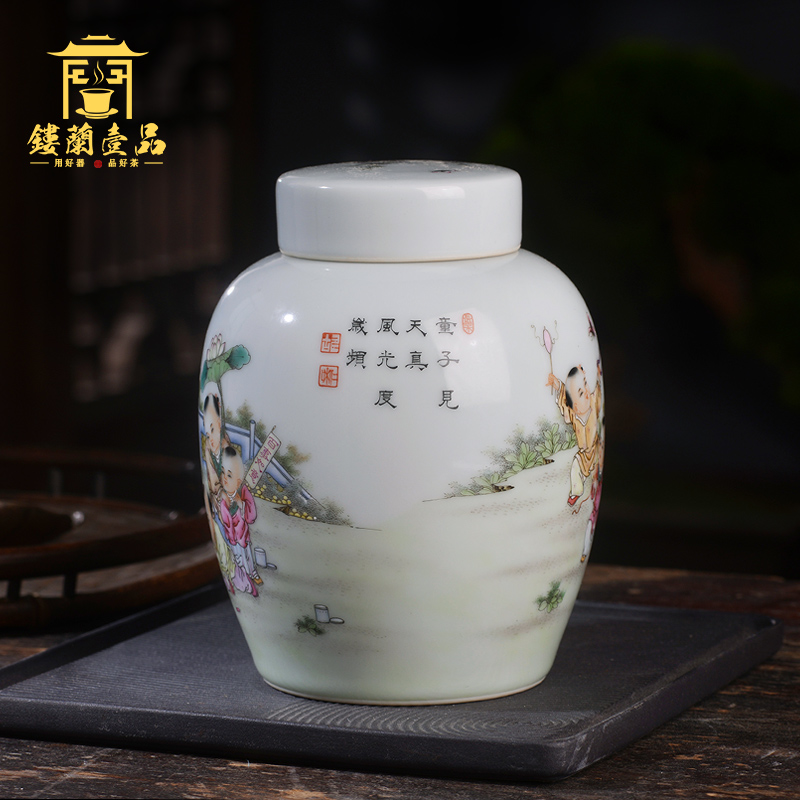 Jane don spill pastel double cover a thriving business lad caddy fixings jingdezhen ceramic hand - made seal pot of tea warehouse storage