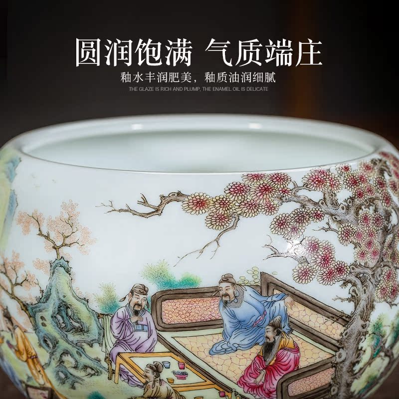 Jingdezhen ceramic all hand - made pastel peach banquet figure in hot tea to wash to cylinder washing water jar kung fu tea accessories