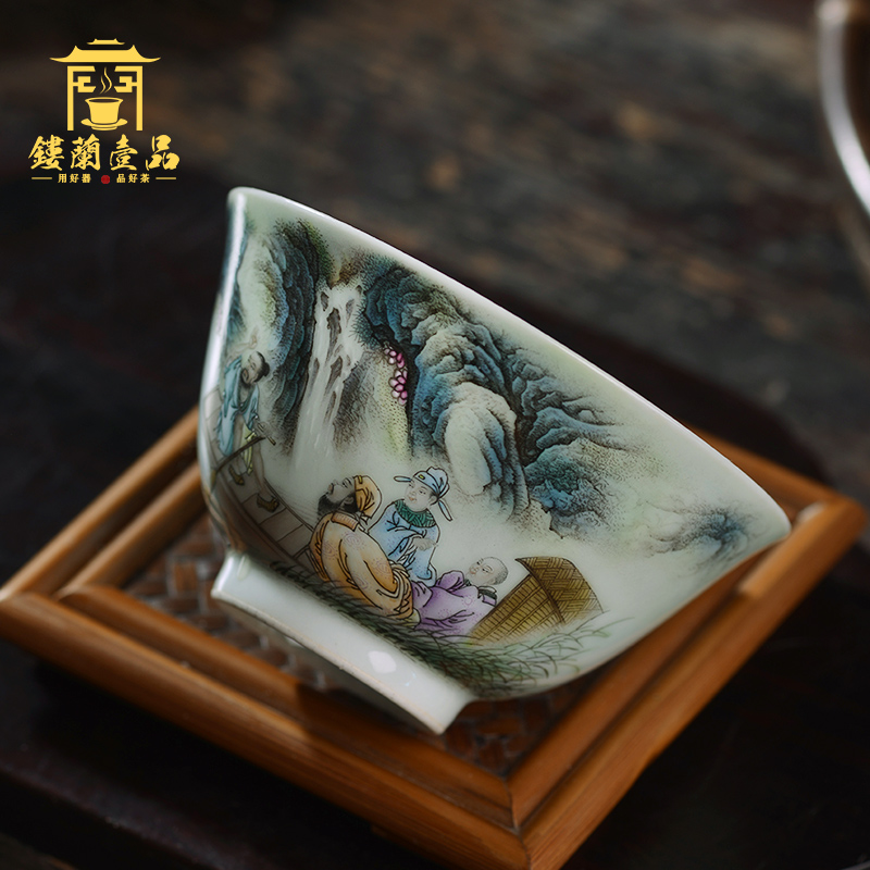 All hand famille rose red cliff the vigil masters cup of jingdezhen ceramic kung fu tea set single cup tea cup large single CPU