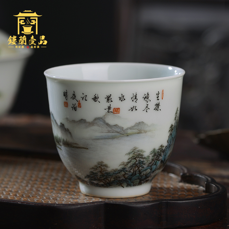 Jingdezhen ceramic all hand - made famille rose red cliff the vigil master cup kung fu tea tea cup single cup sample tea cup