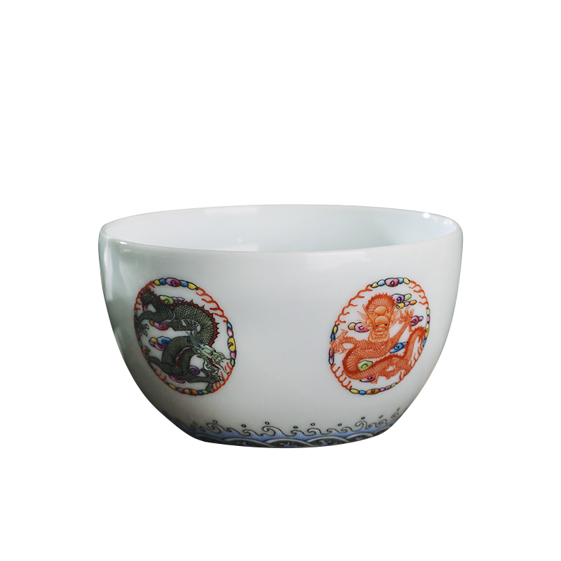 Jingdezhen ceramic all hand pastel group dragon master cup of tea large single CPU kung fu tea cups solo