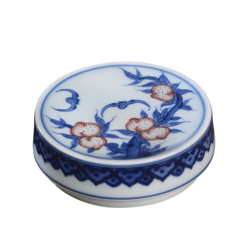 Jingdezhen ceramic blue and white youligong extended longevity peaches cover all hand - made maintain buy small cup mat cup tureen