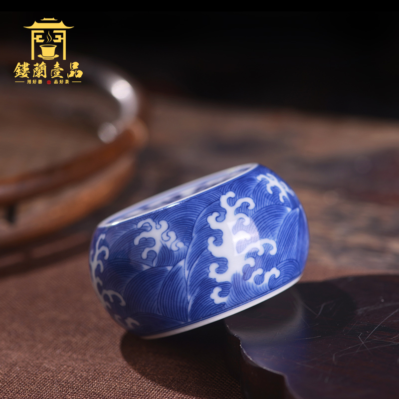 Jingdezhen ceramic blue and white wing by jia fu water lines cover all hand - made buy small cup mat cup tureen paperweight