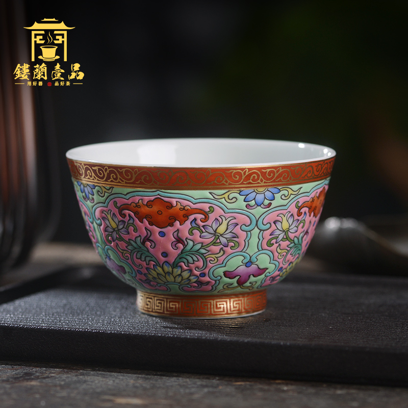 Jingdezhen ceramic all hand - made colored enamel master of kung fu tea tea cup personal single cups of tea bowl