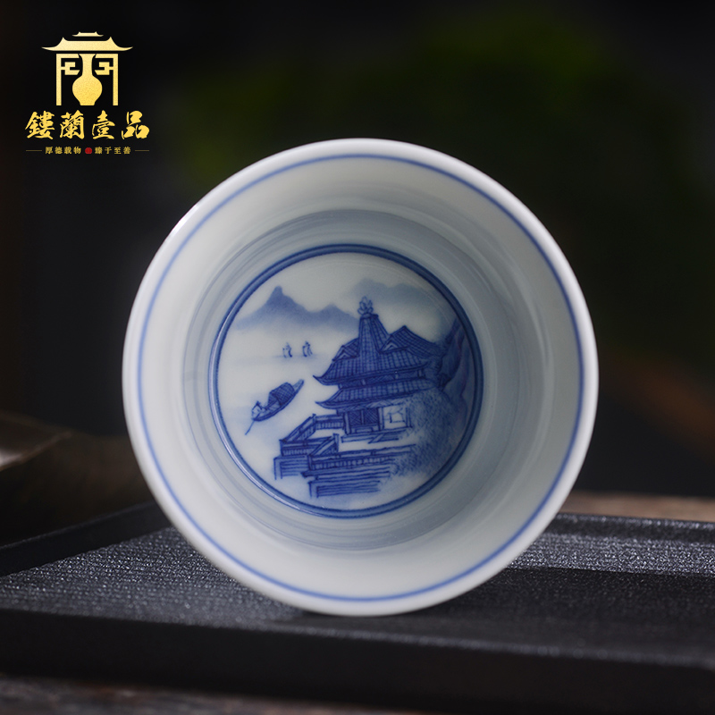 All hand - made porcelain of jingdezhen ceramics pavilions master cup kunfu tea, tea cup of individual single cup cup