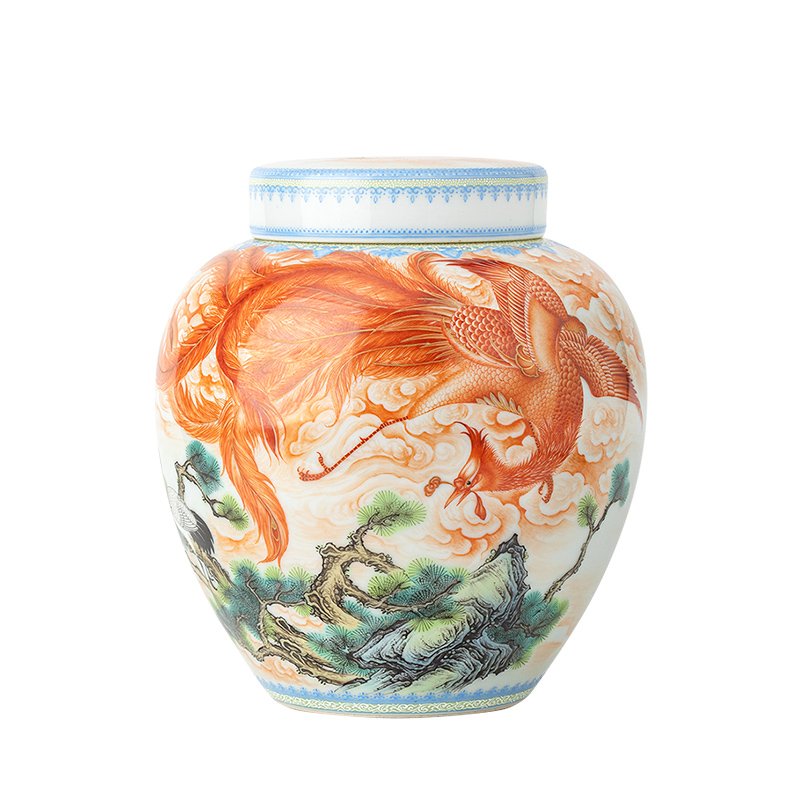 Jingdezhen ceramic all hand pastel phoenix act the role ofing is tasted furnishing articles to form large sealing caddy fixings collection box