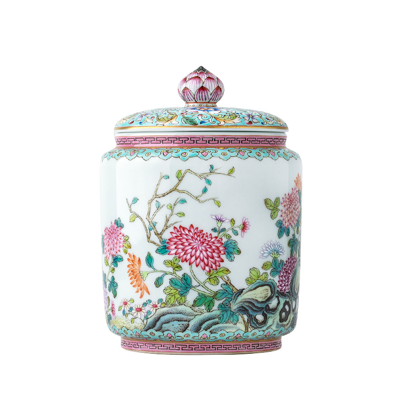Jingdezhen ceramic all hand - made pastel heavy full by pu 'er tea pot lid can receive storage collection of tea