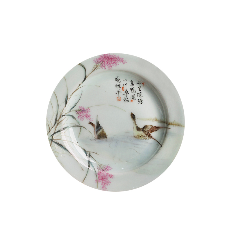 Jingdezhen ceramic kung fu tea pot bearing tea tray full of hand - made of pastel double ducks swimming dry terms plate cup saucer