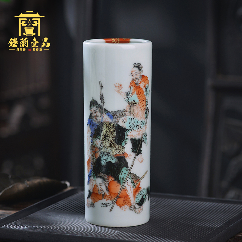 Hand - made humiliating to four treasures of the study of ancient choi han xin limp hair brush pot brush pot furnishing articles all Hand jingdezhen characters