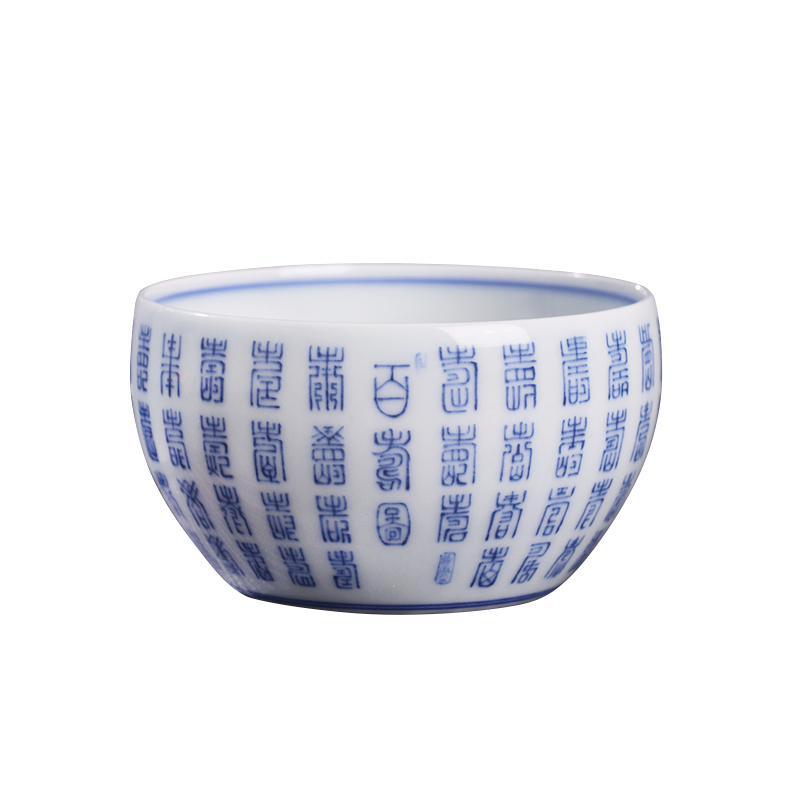 Arborist benevolence blue buford best life of master cup of jingdezhen ceramic hand - made single CPU kung fu tea set personal tea cup