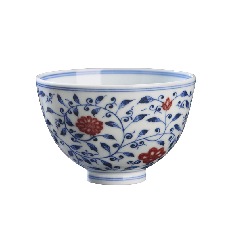 Jingdezhen ceramic blue and white youligong tangled branches all hand - made master of kung fu tea cup individual single CPU