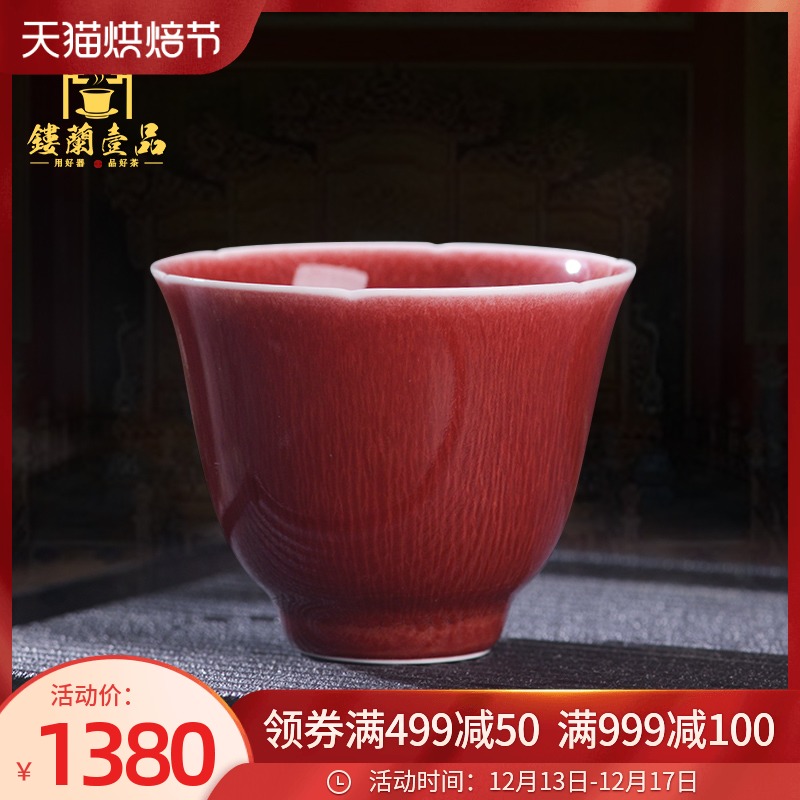 Jingdezhen up up with red glaze master cup single CPU female male individual sample tea cup high - grade ceramic cups. A single