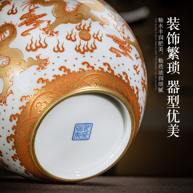 Jingdezhen ceramic all hand - made alum red see colour tea, Kowloon warehouse large tea pot seal pot of tea store to receive