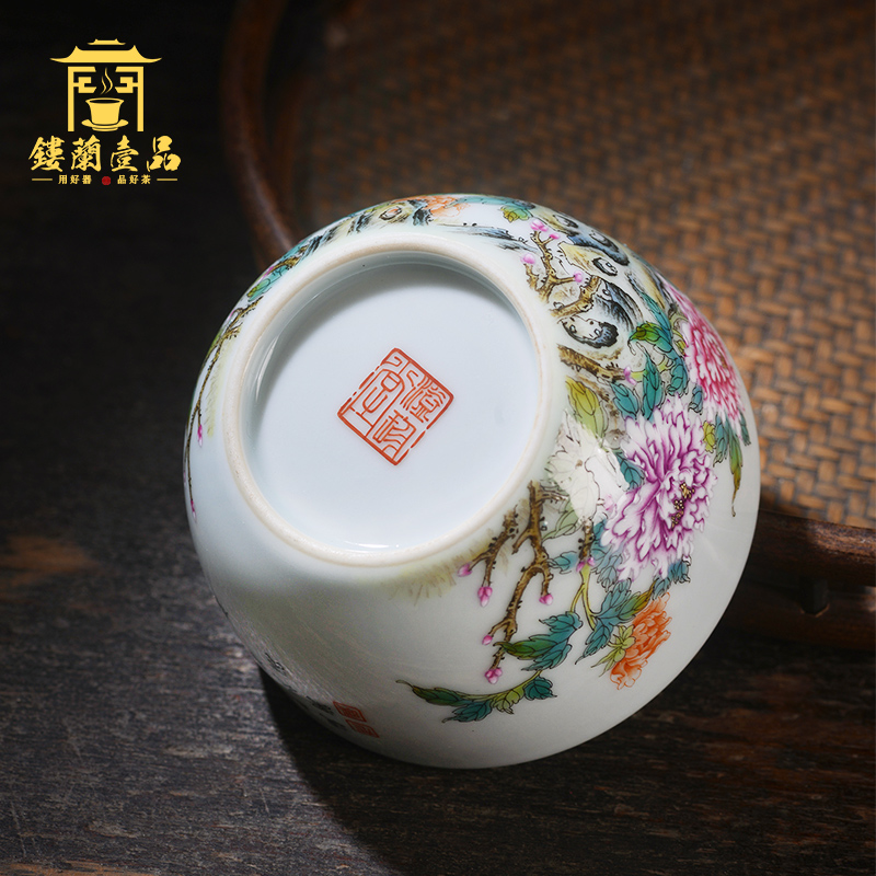 Jane don spill pastel peony master cup of jingdezhen ceramic hand - made all single CPU kung fu tea set personal tea cup