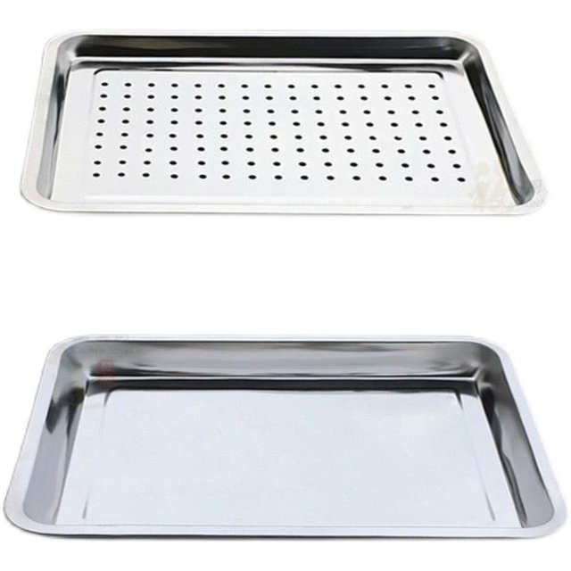 ຖາດສະແຕນເລດຮົ່ວໄຫຼ tray drain tray frying tray oil control tray steamed bun tray punched square tray with holes rectangular tray