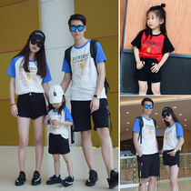  Parent-child clothing baby one-piece summer 2021 new trendy mother-daughter clothing western style father-son clothing a family of three and four T-shirts