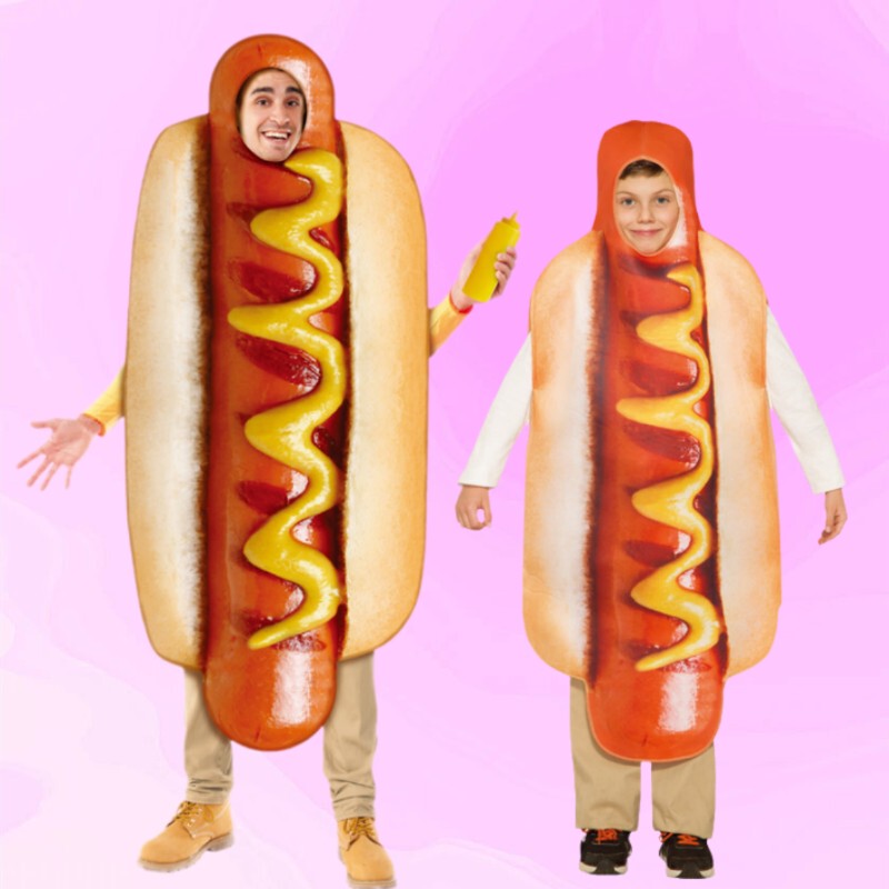 Halloween Children's Costumes Adult Cosplay Hot Dog Bun Funny Clothes Creative Food Party Performance Costumes Halloween Children's Costumes Adult Cosplay Hot Dog Bun Funny Clothes Creative Food Party Performance Costumes