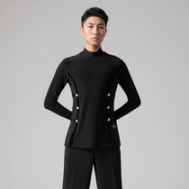Art Shang Dance New Latin Dancing Performance Mens Morden Dance Long sleeves Water Soldiers Dance Performance National Standard Dance Competition Blouses