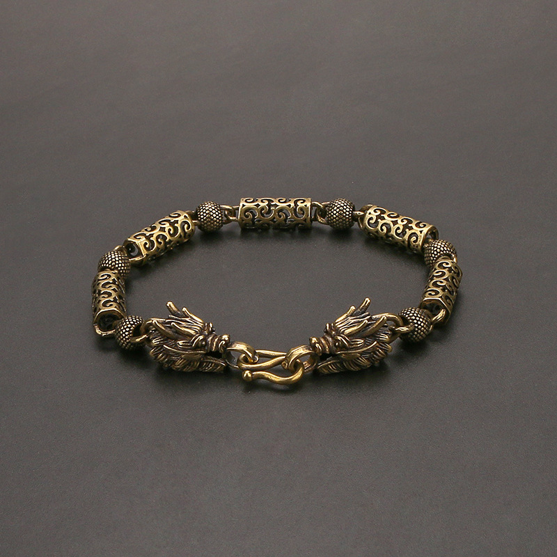 Vintage Brass Bracelet for Men and Women, Simple Cloud Dragon Head Bracelet, Couple's Personalized Trendy Copper Chain Gift Vintage Brass Bracelet for Men and Women, Simple Cloud Dragon Head Bracelet, Couple's Personalized Trendy Copper Chain Gift