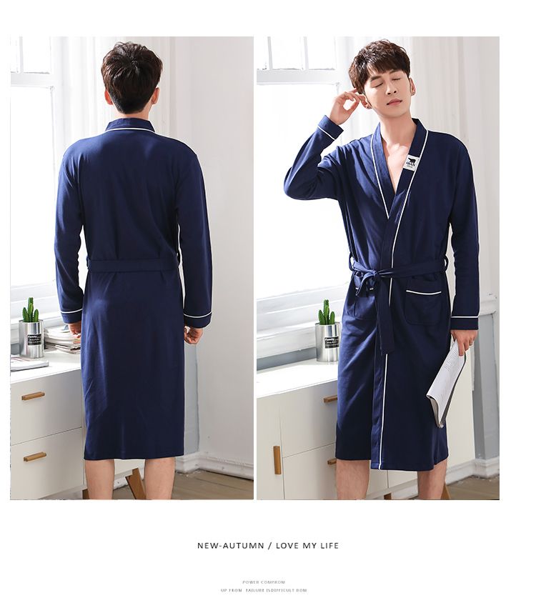 Áo ngủ đôi mùa xuân và mùa thu cotton Nhật Bản áo choàng yukata áo choàng nữ dài kimono dài tay áo kích thước lớn đồ ngủ nam đồ ngủ mùa đông nam nữ