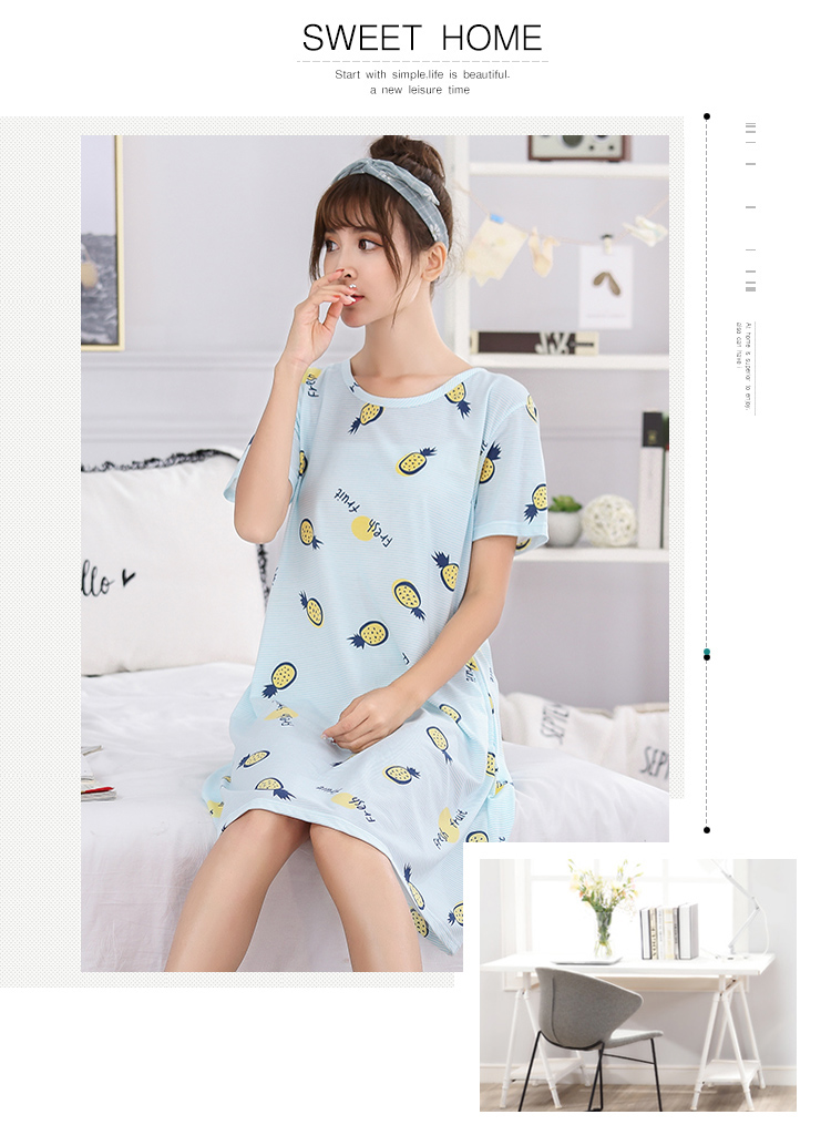 Mùa hè nightdress cotton lỏng ladies XL cộng với chất béo MM200 kg phụ nữ mang thai ăn mặc đồ ngủ mùa hè