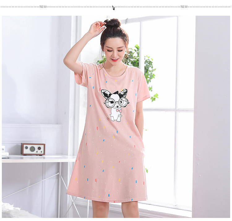 Mùa hè nightdress cotton lỏng ladies XL cộng với chất béo MM200 kg phụ nữ mang thai ăn mặc đồ ngủ mùa hè