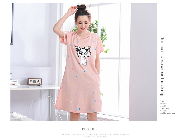 Có thể mặc đồ ngủ mùa hè sexy nightdress nữ bông XL cộng với chất béo MM200 kg phụ nữ mang thai sọc mùa hè