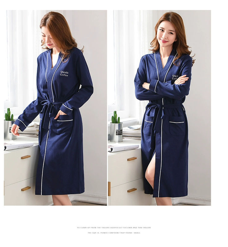 Váy ngủ đôi mùa xuân và mùa thu áo choàng dài của phụ nữ cotton dài tay nam đồ ngủ áo cưới mùa hè yukata áo khoác ngủ