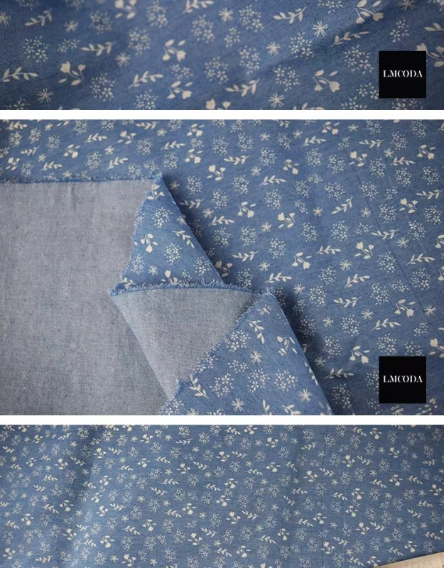 Mùa hè và mùa thu cát rửa denim hoa màu xanh thực vật màu denim vải áo áo sơ mi vải quần áo - Vải vải tự làm vải thun sọc