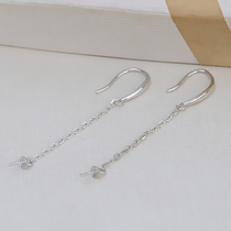 S925 silver long tassel ear hook hook hanging cross chain single chain Pearl empty holder diy jewelry accessories tide 5041