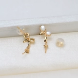 Серьги с бантиком, аксессуары из жемчуга, G18, золото 18 карат, простой и элегантный дизайн