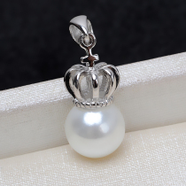 S925 Silver Stereo Crown Pendant Head Piece Female Pendings 8-13 Pearl diy Jewelry Accessories Empty Tide 4429