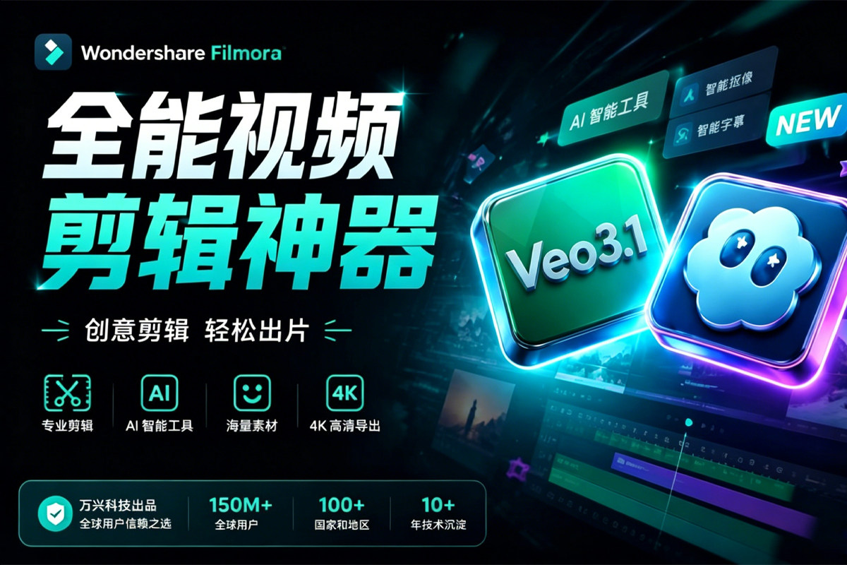 万兴喵影 Filmora v15.5.3.19727 修复离线AI功能 AI脚本生成+高光卡点+海量特效，小白也能做大片